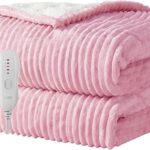 Texciting Heated Blanket Electric Blanket Throw 50”X60”-Heating Throw with 5 Heat Settings-3 Hours Auto Off,ETL Certified,Machine Washable (Pink)