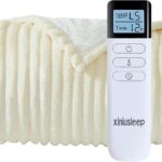 Heated Blanket Electric Blanket 62"x84", Soft Flannel Sherpa Electric Throw with 5 Heating Level & 12 Times Setting, Heated Throw with Overheating Protection, Machine Washable (Beige)