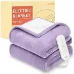 HOMLYNS LuxeHeat Heated Blanket Electric Blanket, Soft Flannel Sherpa Heated Throw, Heating Blanket with 5 Heat Settings, 3 hrs Timer Auto Shut Off (50x60 inches, Purple)